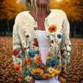 Women's multicolour vintage floral knit cardigan with an open front