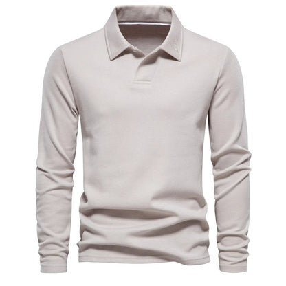 Men's beige crew neck soft knit jumper for autumn layering