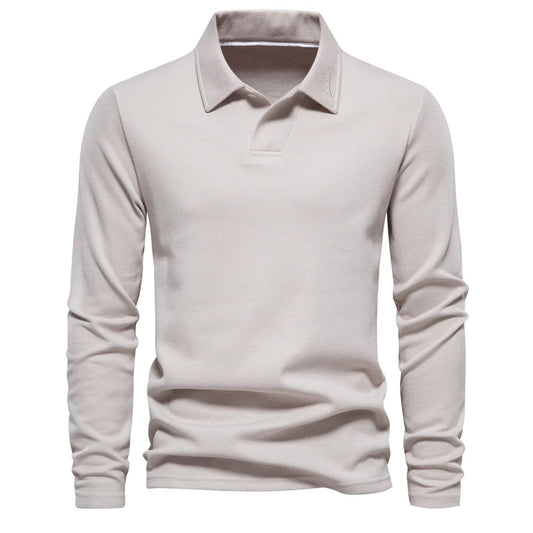 Men's beige crew neck soft knit jumper for autumn layering