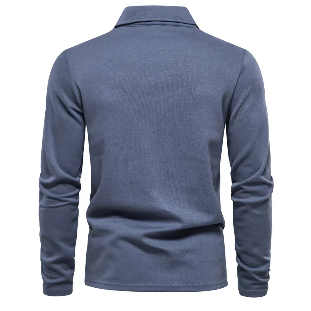 Men's blue crew neck soft knit jumper for autumn layering