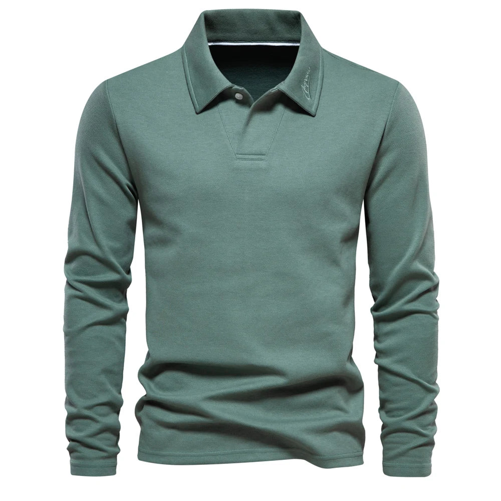 Men's blue crew neck soft knit jumper for autumn layering