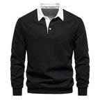 Men's blue long sleeve polo jumper insulated for autumn