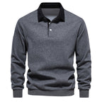 Men's blue long sleeve polo jumper insulated for autumn