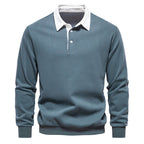 Men's blue long sleeve polo jumper insulated for autumn