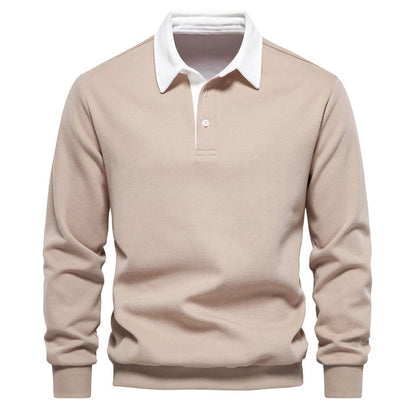 Men's blue long sleeve polo jumper insulated for autumn