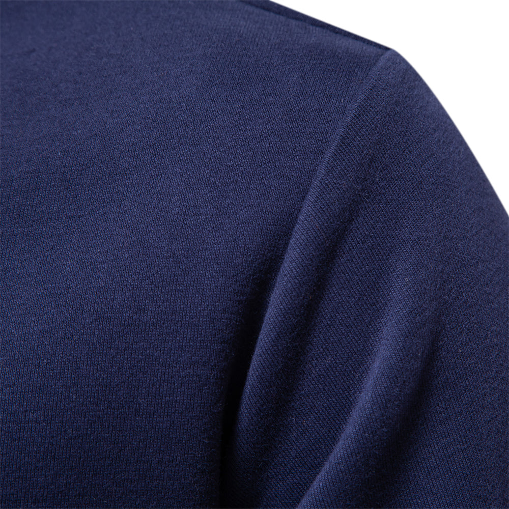 Men's blue long sleeve polo jumper insulated for autumn