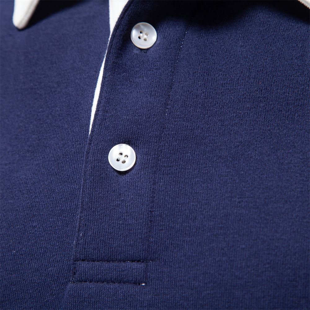 Men's black long sleeve polo jumper insulated for autumn
