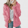 Women's Hot Pink Hooded Sherpa Fleece Jacket for Cosy Autumn Days