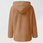 Women's Coffee Hooded Sherpa Fleece Jacket for Cosy Autumn Days