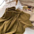 Women's wide-leg corduroy trousers in khaki