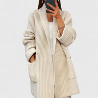 Mabel | Women's Longline Ribbed Knit Open-Front Autumn Cardigan