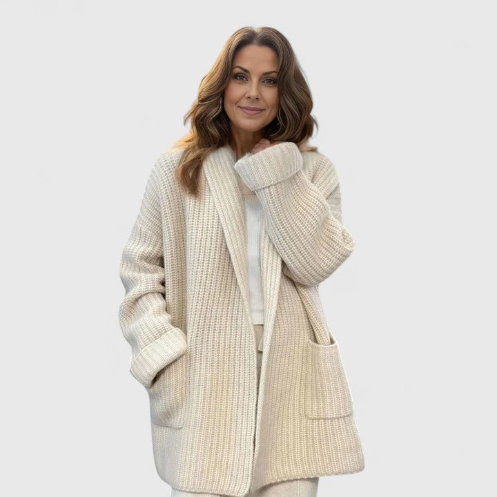Women's Longline Ribbed Open-Front Knit Cardigan for Autumn