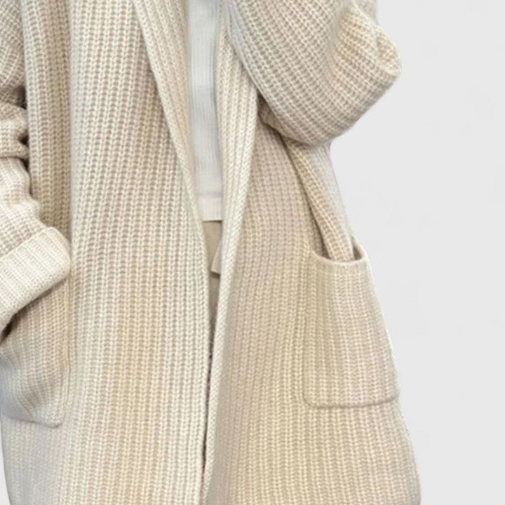 Women's Longline Ribbed Open-Front Knit Cardigan for Autumn