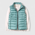 Women's Light Blue Quilted Padded Autumn Gilet with Pockets