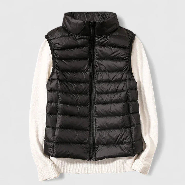 Women's Black Quilted Padded Autumn Gilet with Pockets