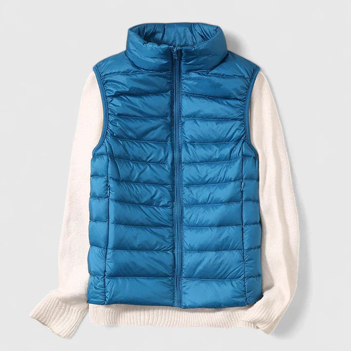 Women's Sea Blue Quilted Padded Autumn Gilet with Pockets