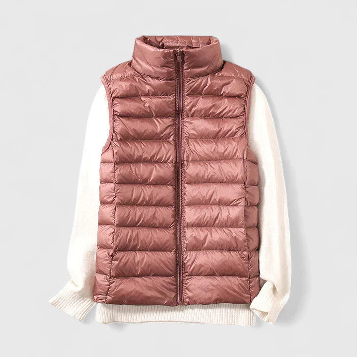 Women's Bronze Quilted Padded Autumn Gilet with Pockets