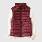 Women's Burgundy Quilted Padded Autumn Gilet with Pockets
