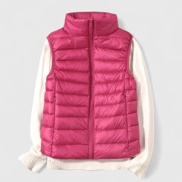 Women's Neon Pink Quilted Padded Autumn Gilet with Pockets