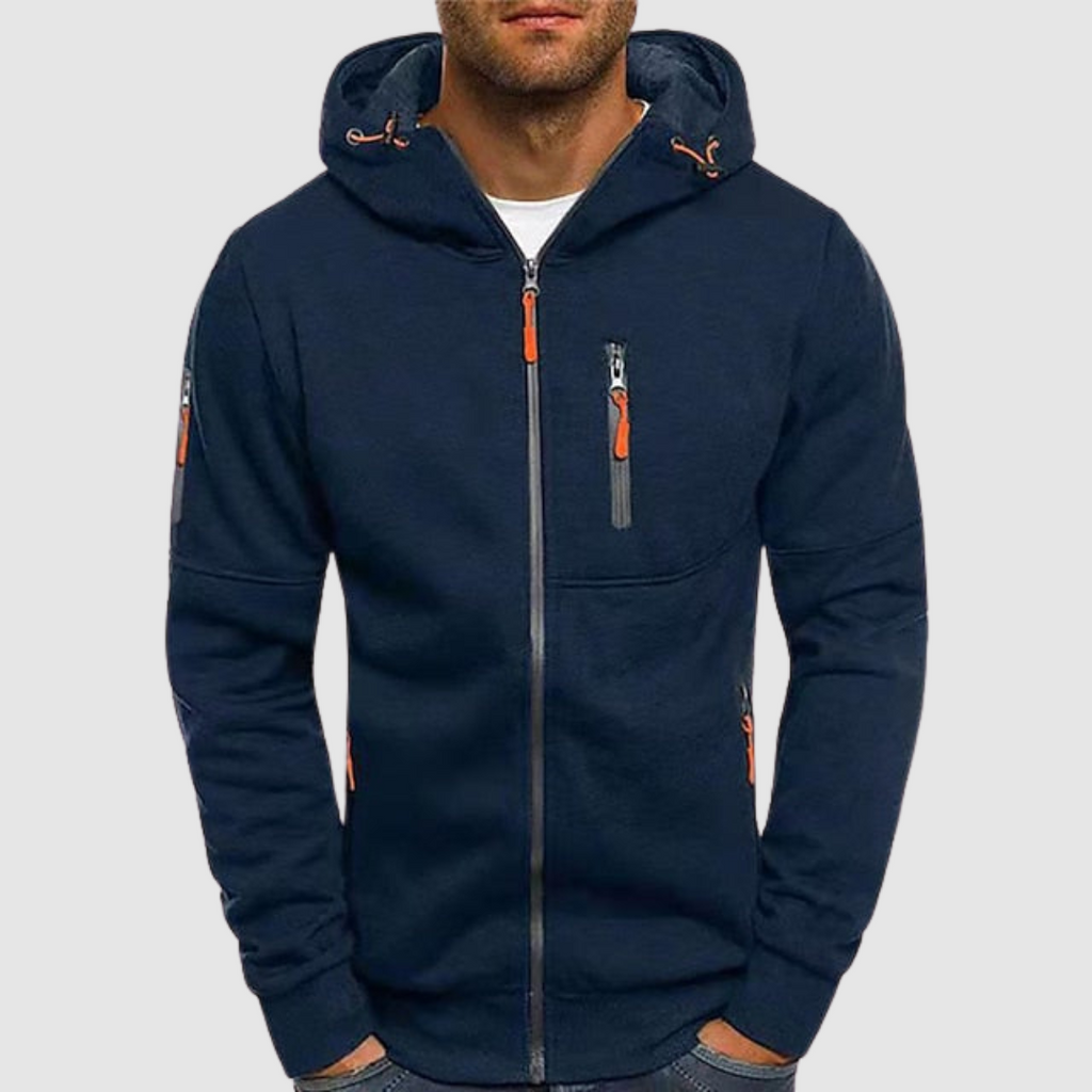 Men's white cotton hoodie with relaxed fit for autumn layering