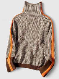 Cassandra | Women's Herringbone Colour Block Turtleneck Jumper