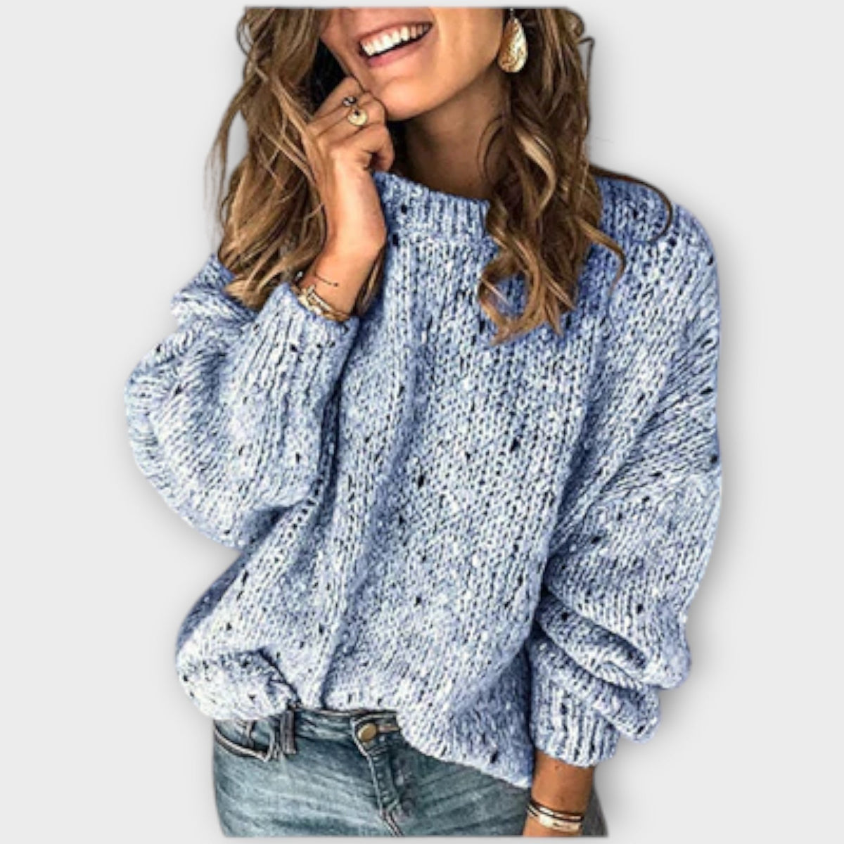 Women's Blue Oversized Chunky Knit Autumn Jumper