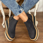 Waterproof wide fit boots with textured sole, product still life