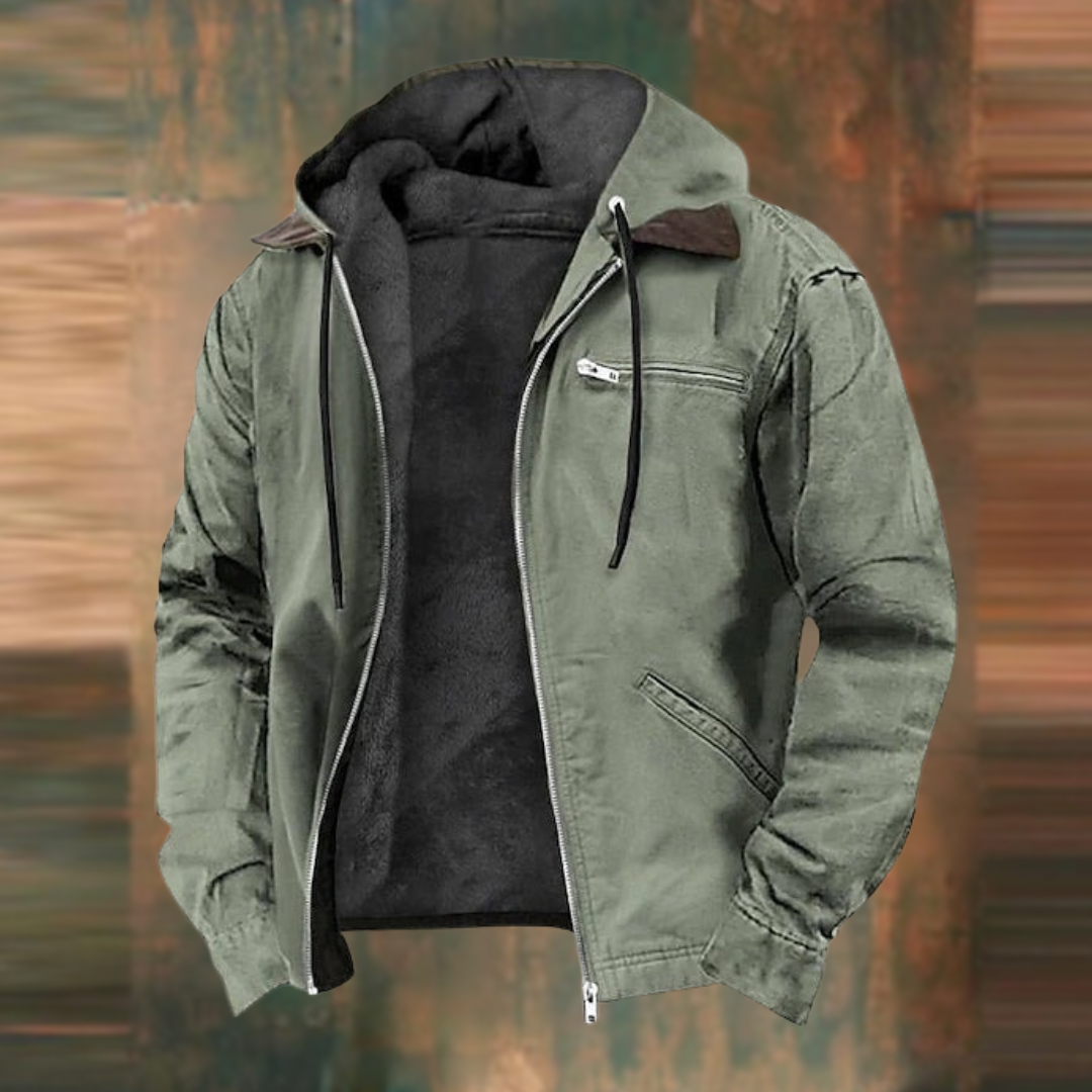 Men's brown faux leather biker jacket for autumn layering