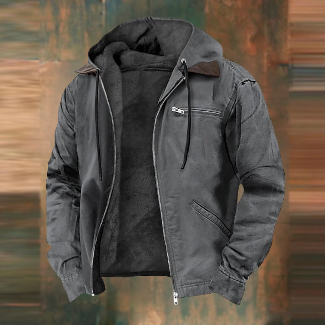 Men's brown faux leather biker jacket for autumn layering
