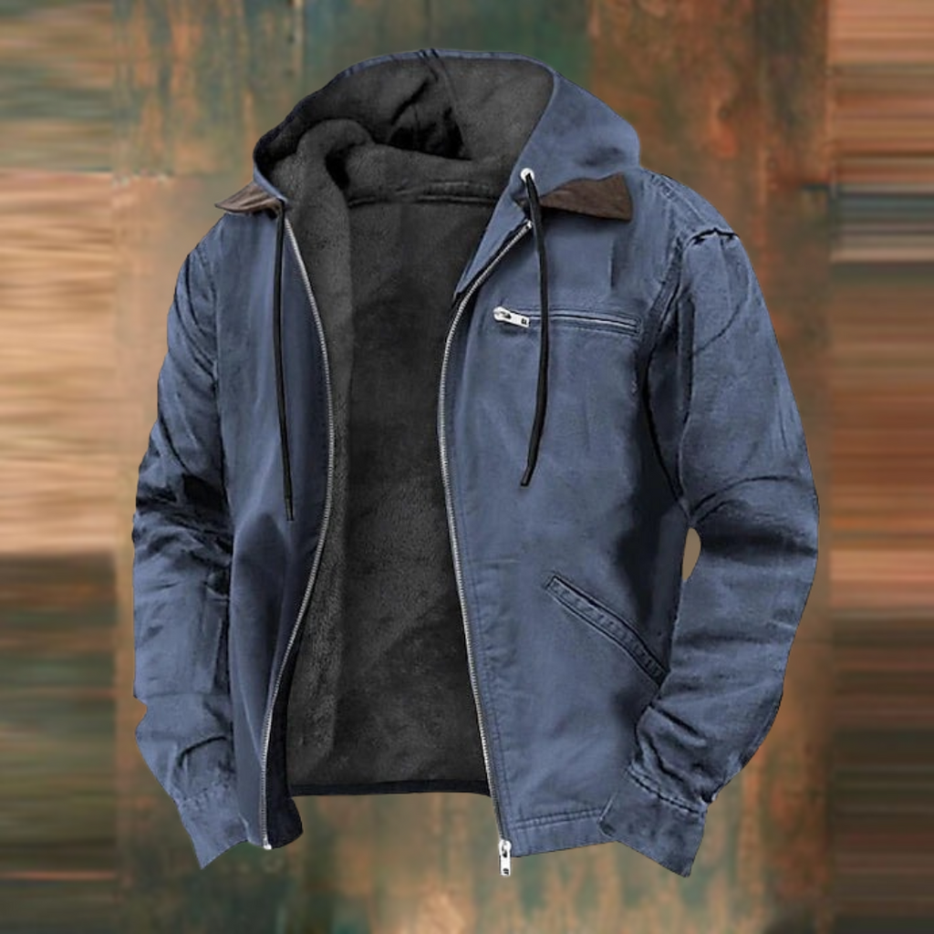 Men's brown faux leather biker jacket for autumn layering