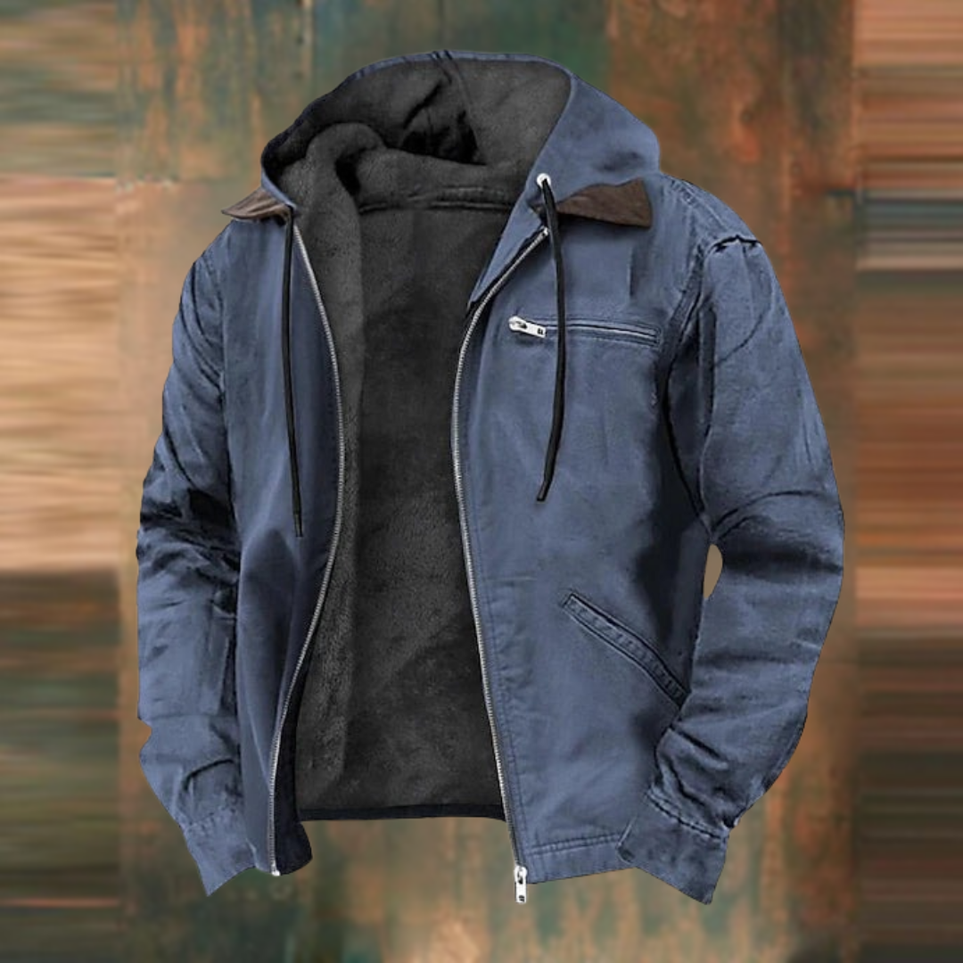 Men's brown faux leather biker jacket for autumn layering