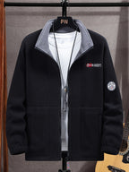 Men's red windproof full-zip outdoor fleece jacket