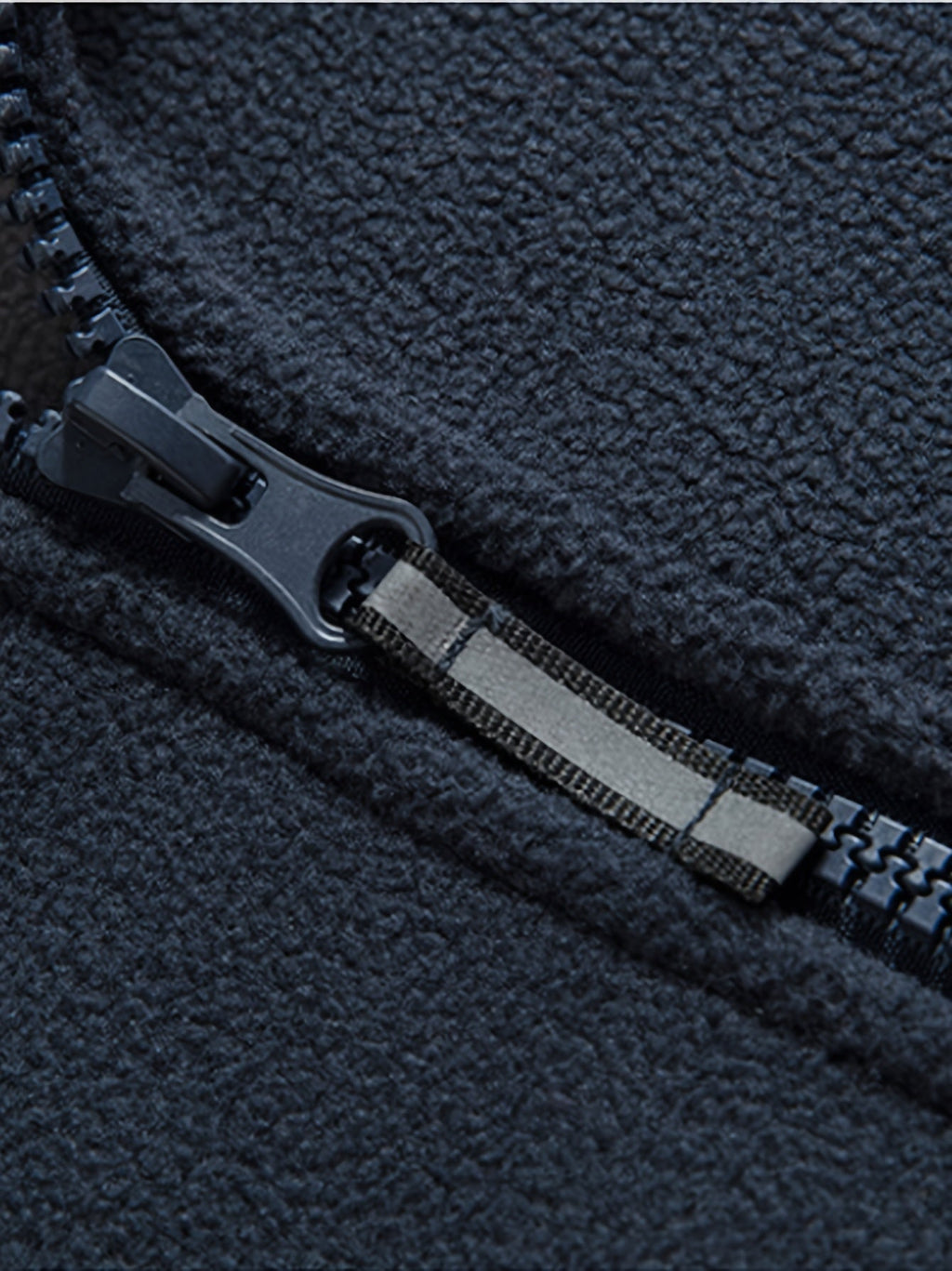 Men's navy windproof full-zip outdoor fleece jacket