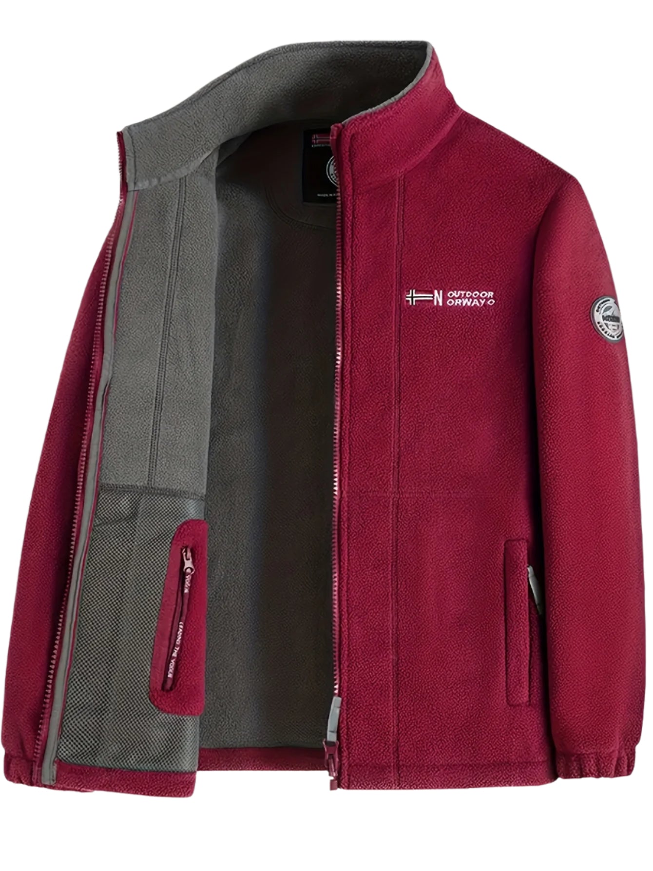 Men's navy windproof full-zip outdoor fleece jacket