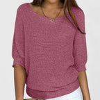 Women's Batwing Sleeve Knit Jumper With Round Neckline And Ribbed Hem