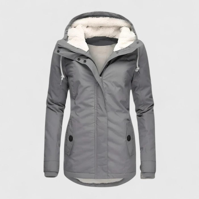 Women's Sherpa-Lined Hooded Longline Coat With Patch Pockets