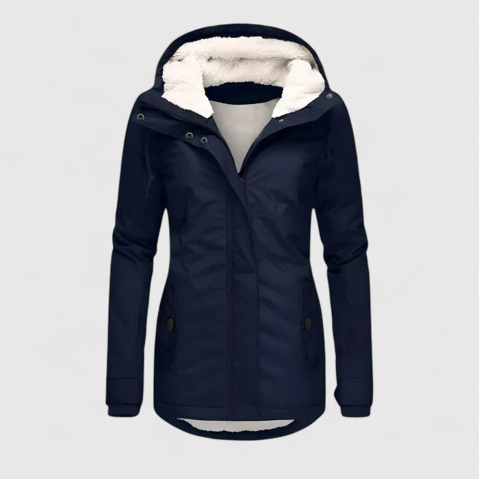 Women's Sherpa-Lined Hooded Longline Coat With Patch Pockets