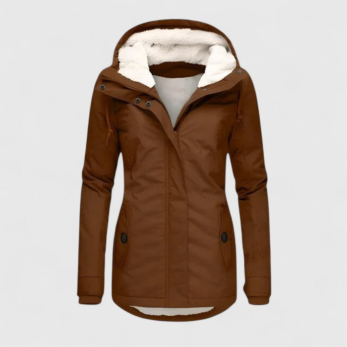 Women's Sherpa-Lined Hooded Longline Coat With Patch Pockets