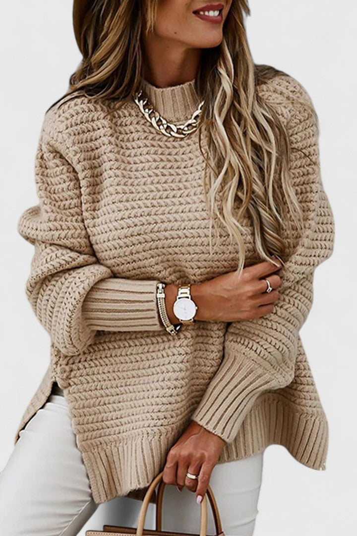 Women's Oversized Chunky Waffle Knit Jumper for Autumn
