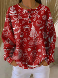 Waffle-knit Christmas jumper with a novelty print design, product still life