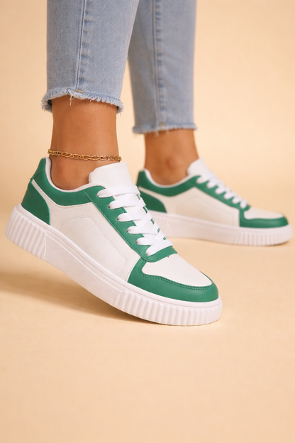 Women's beige non-slip chunky trainers with a cushioned interior