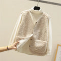 Beige sherpa fleece gilet for women in a sleeveless casual style