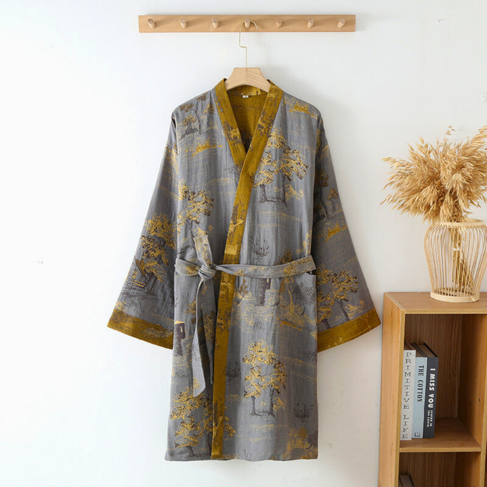 Kimono-style dressing gown, product still life
