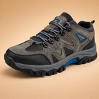 Green men's lightweight cushioned walking shoes with a breathable upper