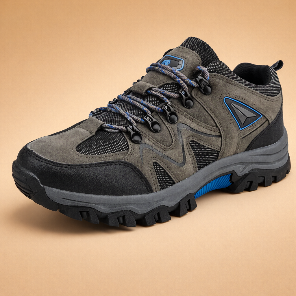 Green men's lightweight cushioned walking shoes with a breathable upper