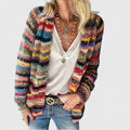 Women's red relaxed open knit cardigan for easy autumn layering