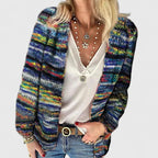 Women's red relaxed open knit cardigan for easy autumn layering