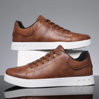 Close-up of sole on men's leather trainers