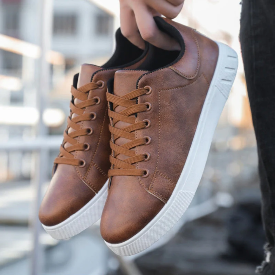 Men's leather trainers, top view