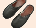 Burgundy men's faux leather slippers for indoor and outdoor wear